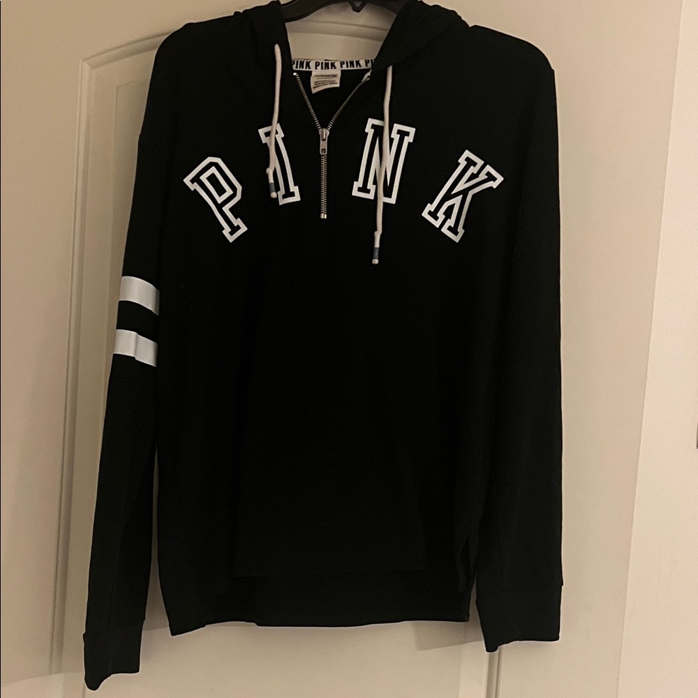 PINK Victoria's Secret Black Hoodie with White Accents
